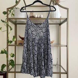 Brandy Melville Black and White Floral Tank Dress